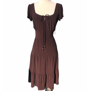 Dressbarn Chocolate Brown Tiered Boho Dress 8